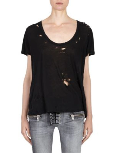 Ben Taverniti Unravel Project Distressed Jersey T-shirt In Black