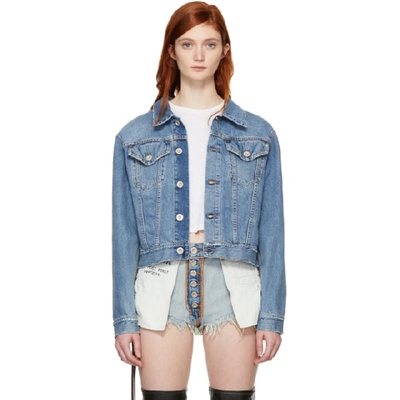 Ben Taverniti Unravel Project Deconstructed Cotton Denim Jacket In Indigo Stone Wash