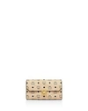 Mcm Flap Medium Leather Crossbody In Beige/gold