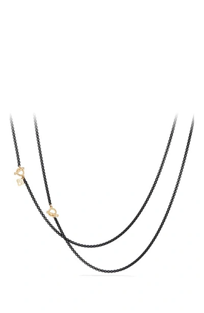 David Yurman Bel Aire Chain Necklace In Acrylic With 14k Yellow Gold Accents In Black