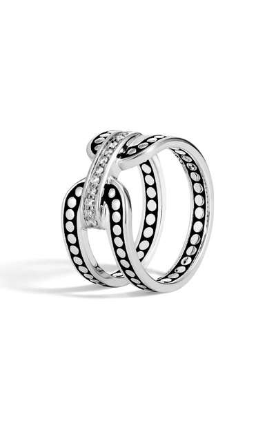 John Hardy Sterling Silver Dot Band Ring With Pave Diamonds