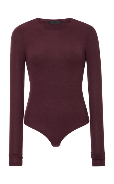 Atm Anthony Thomas Melillo Atm - Long Sleeved Ribbed Jersey Body - Womens - Burgundy