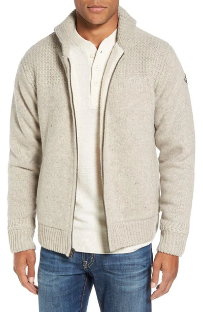 Schott Lined Wool Zip Sweater In Beige