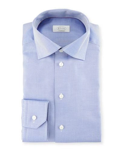 Eton Contemporary-fit Cavalry Twill Dress Shirt In Navy