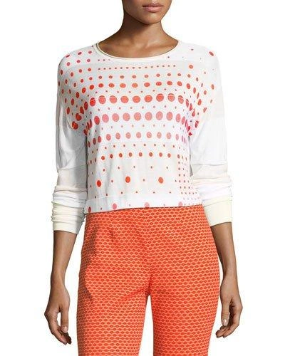 Piazza Sempione Crewneck Long-sleeve Dot-print Sweater In Orange