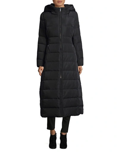 Calvin Klein Hooded Maxi Down Coat In Black