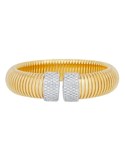 Alberto Milani Piazza Mercanti 18k Gold Tubogas Wide Bracelet With Diamonds