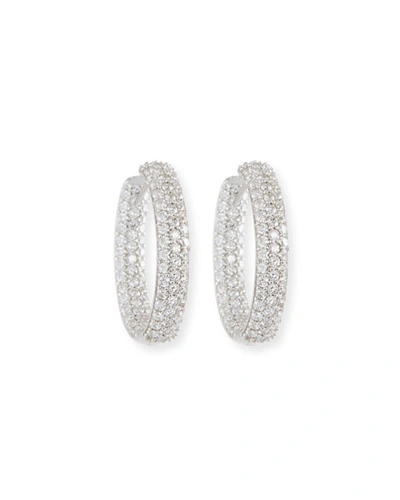 American Jewelery Designs 25mm Pave Diamond Hoop Earrings