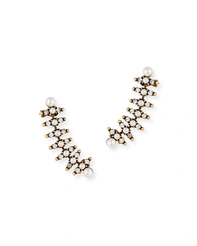 Auden Bronson Pearly Climber Earrings In Silver