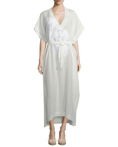Lila.eugenie Classic Kaftan Maxi Dress With Lace, One Size In White