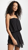 Ramy Brook Marcie Strapless Coverup Dress With Pompoms In Black