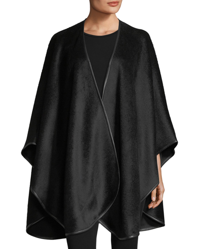 Sofia Cashmere Women's Leather-trim Alpaca-blend Cape In Black