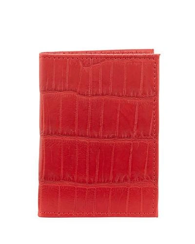 Neiman Marcus Alligator Flip Card Case In Red