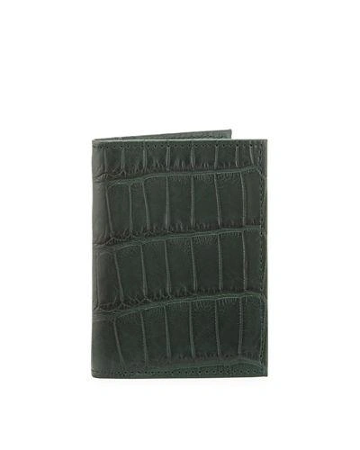 Neiman Marcus Alligator Flip Card Case In Green