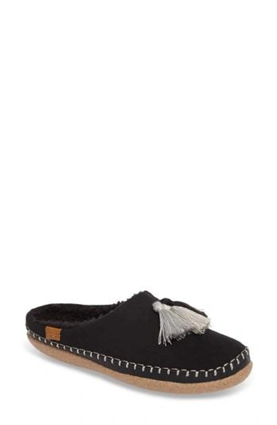 Toms Ivy Wool Mule Slipper In Black Wool