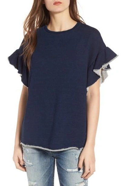 Ag Bes Ruffle Sweatshirt In Blue River