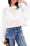 Free People Caught Up Crochet Top In White