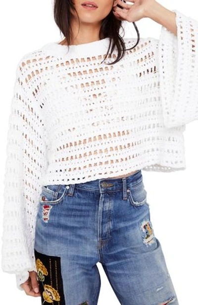 Free People Caught Up Crochet Top In White