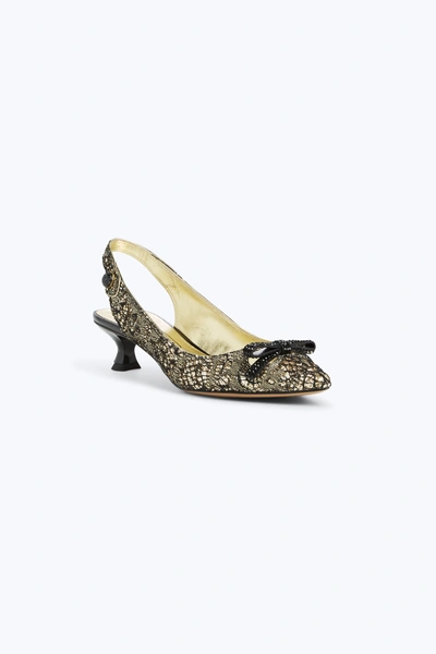 Marc Jacobs Abbey Crystal-embellished Glittered Brocade Slingback Pumps In Gold