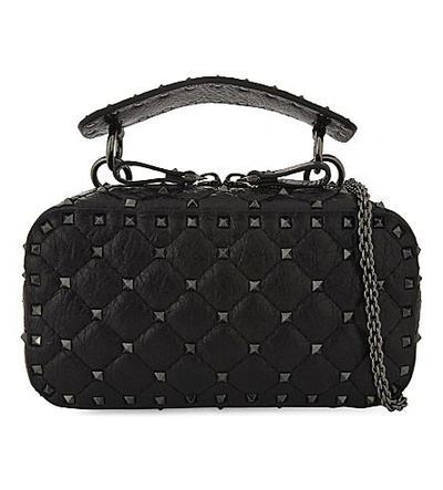 Valentino Garavani Rockstud Leather Shoulder Bag In Black