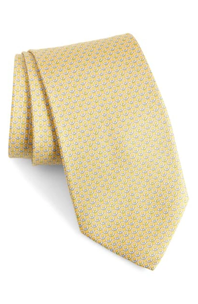 Ferragamo Energia Omega Print Silk Tie In Yellow