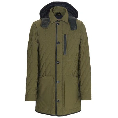 Tod's Quilted Parka In Green/black