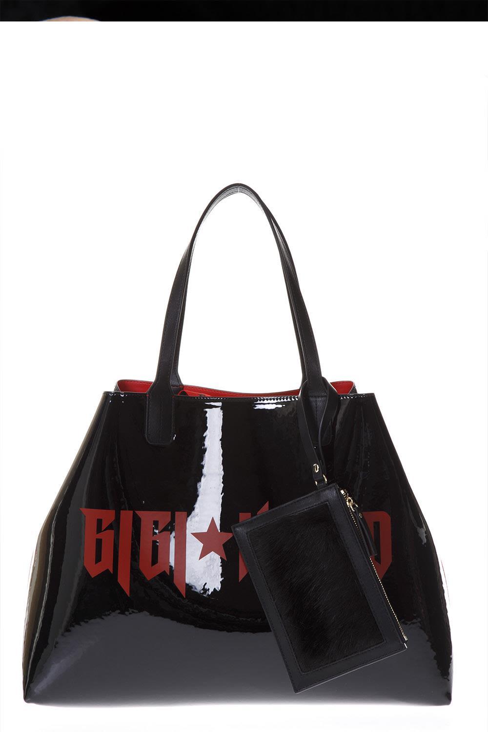 Gigi Reversible Tote Bag In Black Red
