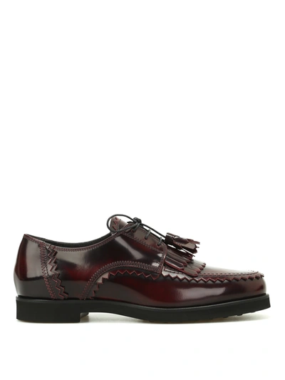 Tod's Fringed Derby With Tassels In Dark Red