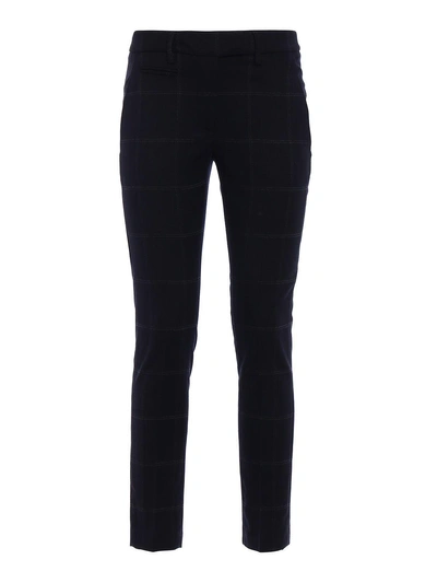 Dondup Perfect Prince Of Wales Trousers In Black