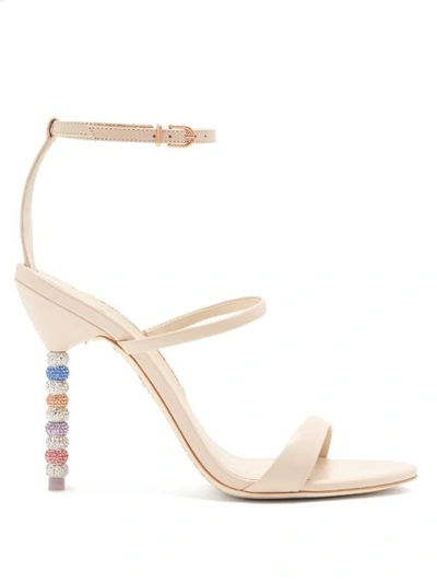 Sophia Webster Rosalind Crystal Embellished-heel Leather Sandals In Neutrals