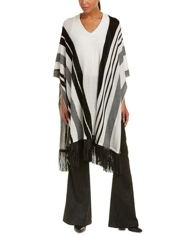 Alice And Olivia Woman Jancis Striped Fringed Wool-blend Cape Ecru