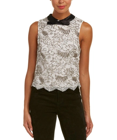 Alice And Olivia Woman Manie Beaded Corded Lace Top White In Multi