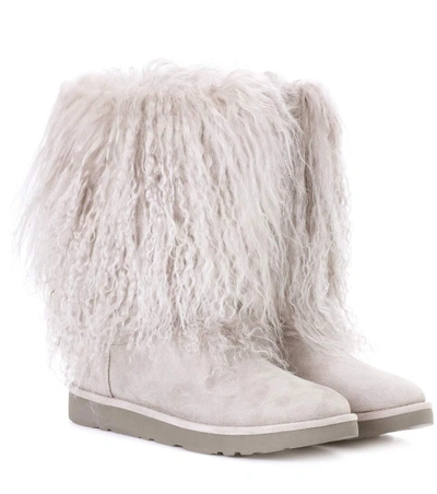 Ugg Lida Fur And Suede Ankle Boots In Light Grey | ModeSens