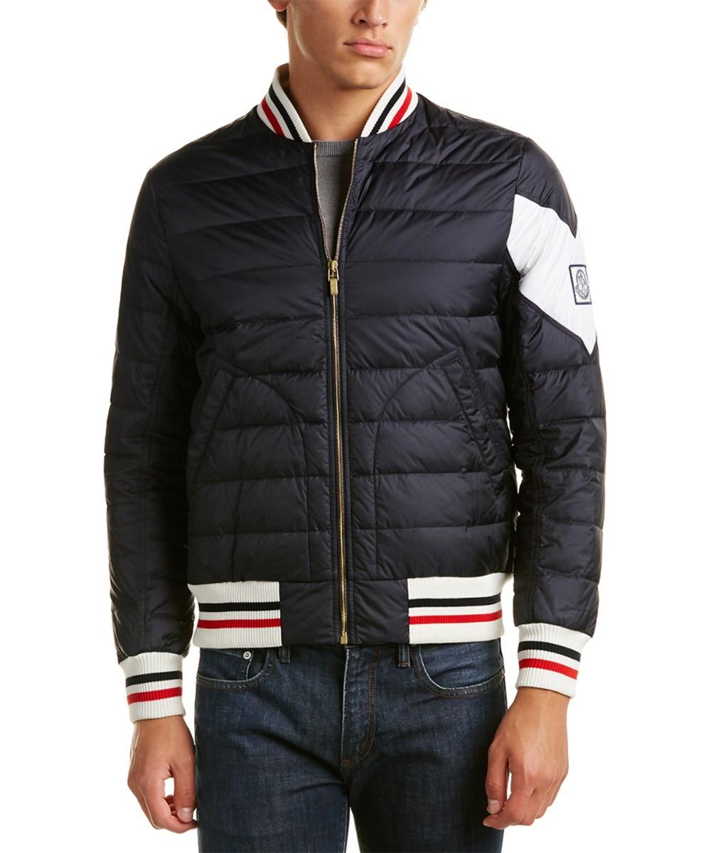 Moncler Gamme Bleu Quilted Down Bomber Jacket In Navy | ModeSens