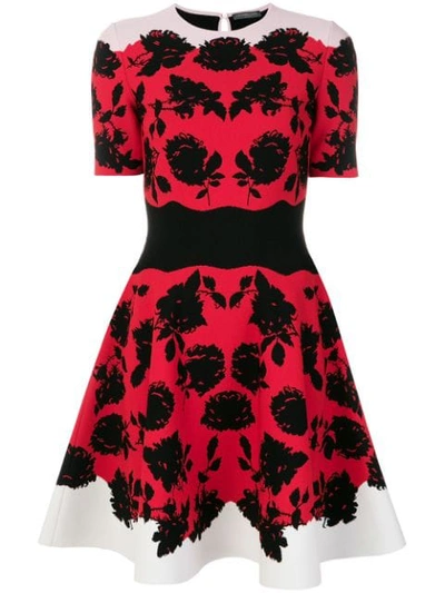 Alexander Mcqueen Knitted Fit-and-flare Dress In Red