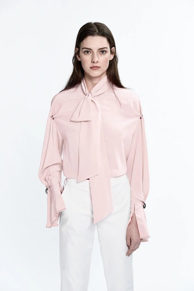 3.1 Phillip Lim / フィリップ リム Tacked Silk Blouse In Powder Pink