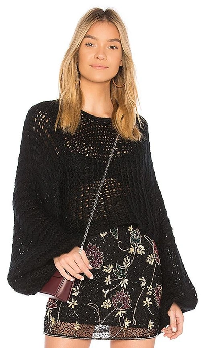 Raga Candace Crochet Knit Sweater In Black