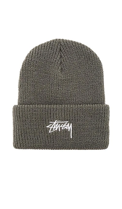 Stussy Stock Cuff Beanie In Olive. In Light Green