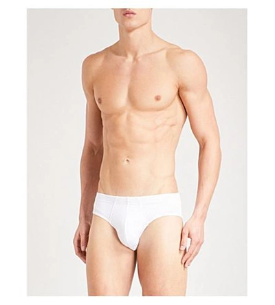 Ermenegildo Zegna Mens White Modern Solid Slim-fit Jersey Briefs