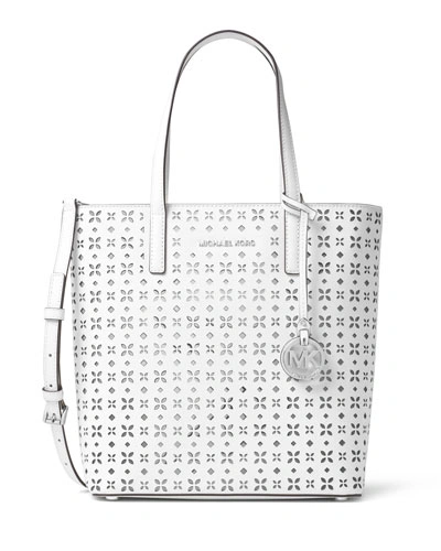 Michael Michael Kors Hayley Medium Laser-cut Tote Bag, White/silver |  ModeSens