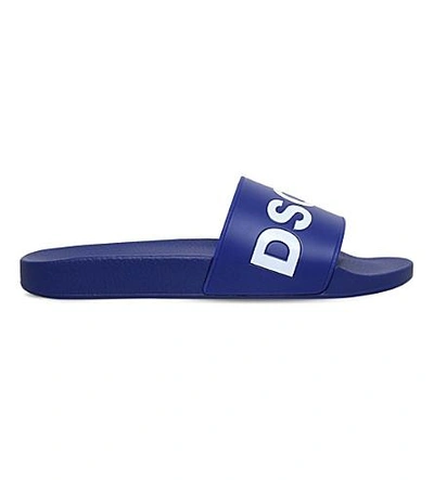 Dsquared2 Dune Logo Pool Slides In White/navy