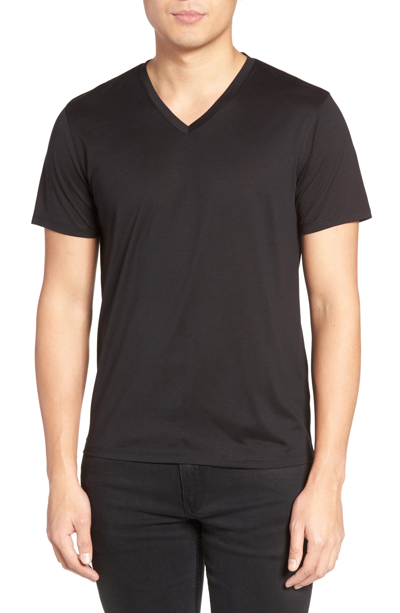 Theory Claey Plaito Regular-fit V-neck Tee In Black