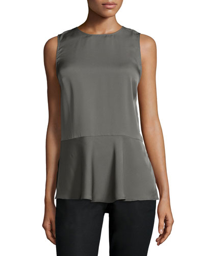 Theory Malydie Sleeveless Silk Top In Shale | ModeSens