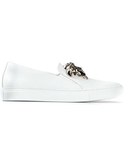 Versace Medusa Patent-leather Trainers In White