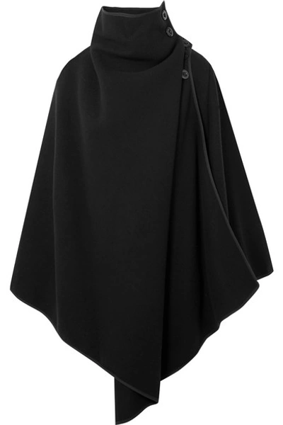 Chloé Chloe Black Button Neck Cape Coat In Nr001 Black