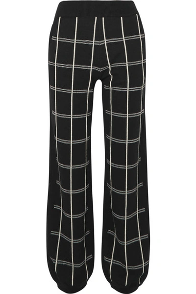 Chloé Checked Intarsia Wool-blend Track Pants In Black