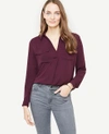 Ann Taylor Petite Camp Shirt In Mulled Wine