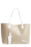 Nancy Gonzalez Erica Linen & Crocodile Tote - White