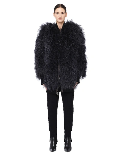 Isaac Sellam Reversible Lama Fur Bomber Jacket In Black