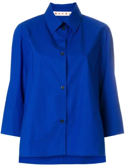 Marni Cropped Poplin Shirt In Blue